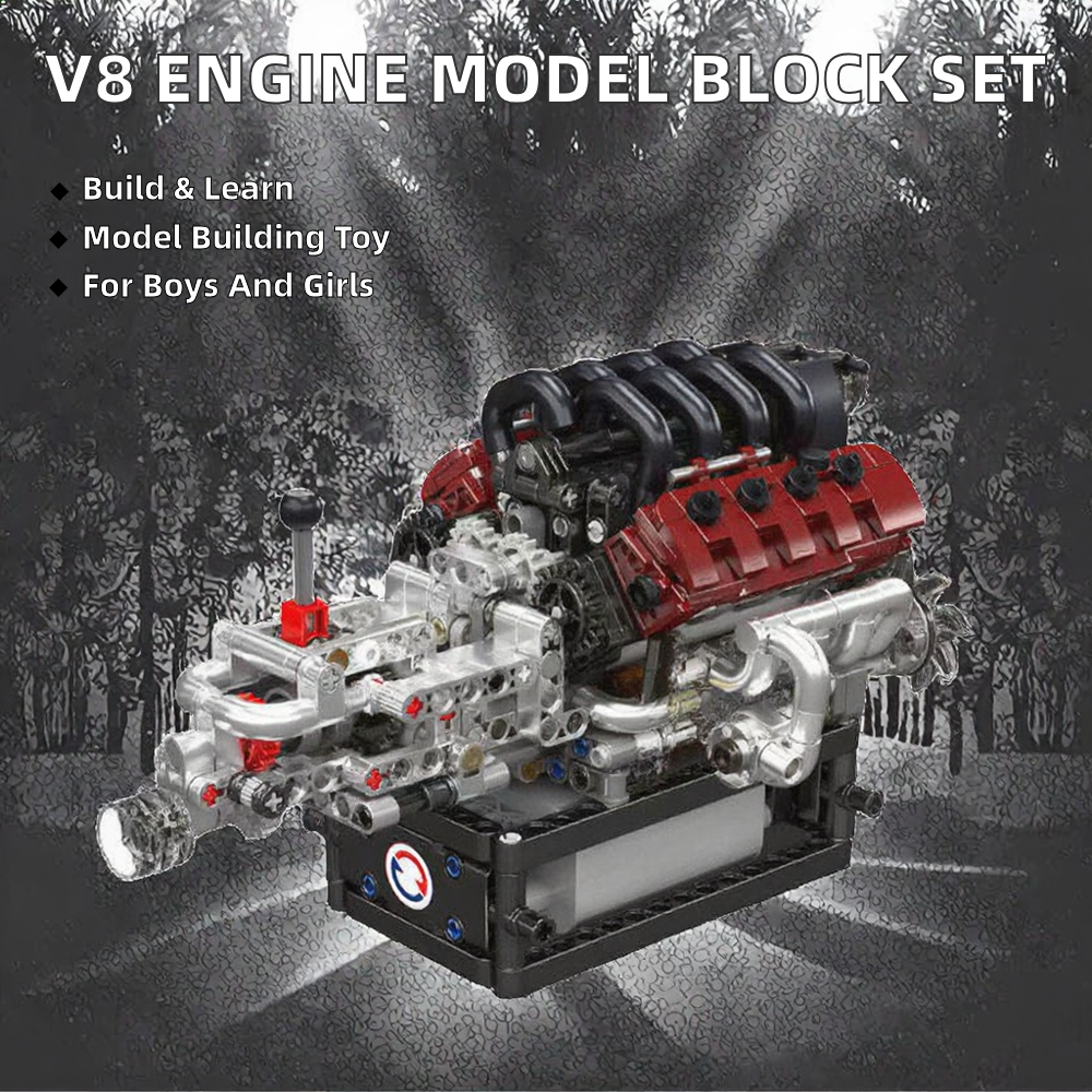 MOULD KING 10227 V8 Engine with Transmission Building Block Model — 787 Pieces