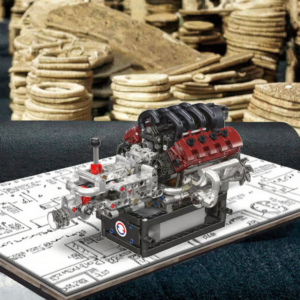 MOULD KING 10227 V8 Engine with Transmission Building Block Model — 787 Pieces